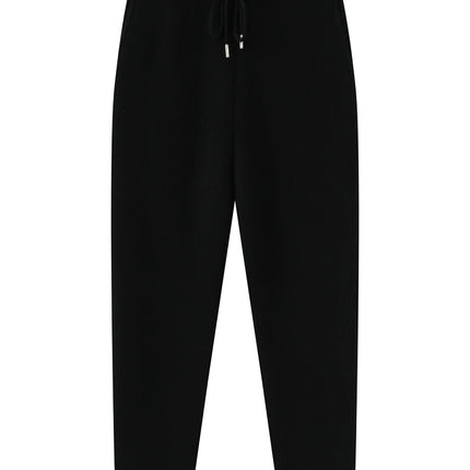 Autumn Winter Thick Men's High Waist Small Foot Pants 100% Merino Wool Knitted Pants Casual Fashion Solid Color Warm Pants