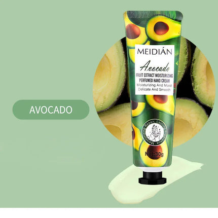Five piece fruit scented hand cream for moisturizing and long-lasting fragrance retention. Hand care mask cream