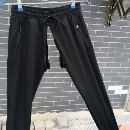 Summer Thin Men Invisible Zipper Open Crotch Pants Sports Casual Black Plus Size Loose Trousers