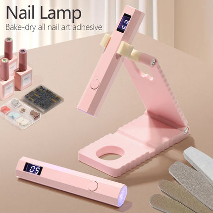 LED UV Nail Lamp with Stand Handheld UV Light with LCD Display for Gel Nails Rechargeable USB Nail Dryer for Fast Curing