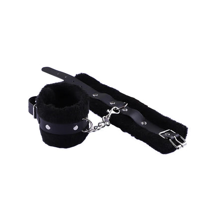 New 1Pc/set Handcuffs Adjustable PU Leather Plush Blindfold Masks Restraints Bondage Anal Plug Sex Toy For Women Adults Games