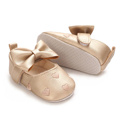 Spring and Autumn Embroidered Peach Heart Step Bow-knot Baby Shoes 0-1 Year Old Hand held Male and Female Baby Soft Bottom