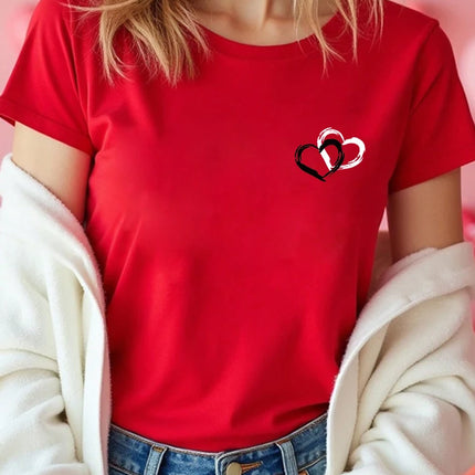 Fashion Love Heart Print Women T Shirt Casual Graphic Printed Clothes Female Shirt Short Sleeve Lady Streetwear Lover Tee