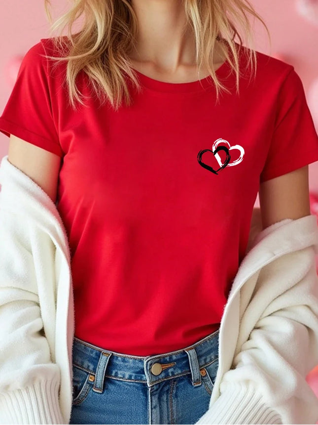 Fashion Love Heart Print Women T Shirt Casual Graphic Printed Clothes Female Shirt Short Sleeve Lady Streetwear Lover Tee