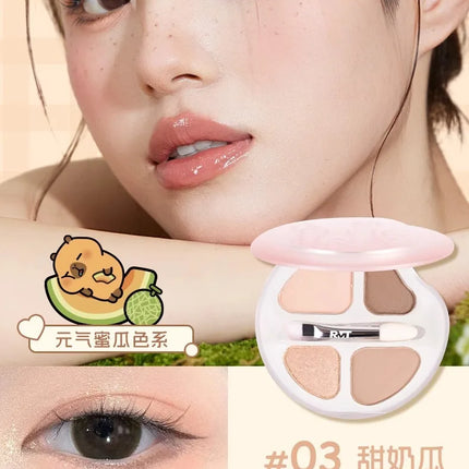 RMT Romantic Beauty Eye Shadow Silkworm Palette - Four Colors Matte Contouring & Brightening Eyeshadow Palette