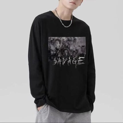T-shirt for Men Summer Cross of Thorns Suitcase Men's T-shirts Long-sleeved Dark Hip-hop Men's oversize t-shirt Y2k T Shirt Tops