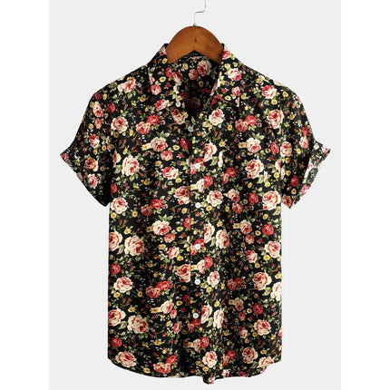 2026 Summer Mens Striped Floral Shirt 3D Print Short Sleeve Beach Casual Oversized Vacation Hawaiian Camisa Listrada
