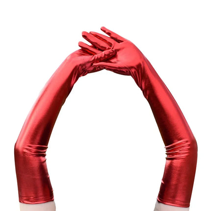 Sexy Patent Leather Long Gloves Cosplay Clothing Accessories Black Tight Gloves Pole Dance Performance Gloves Show Punk Gothic