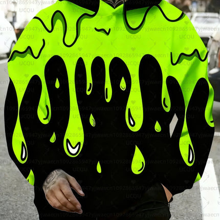 Men's Hooded Sweatshirt Neon Green and Purple Liquid Drip Pattern Pullover Daily and Sports  Outdoor Fitness Women's Hoodies