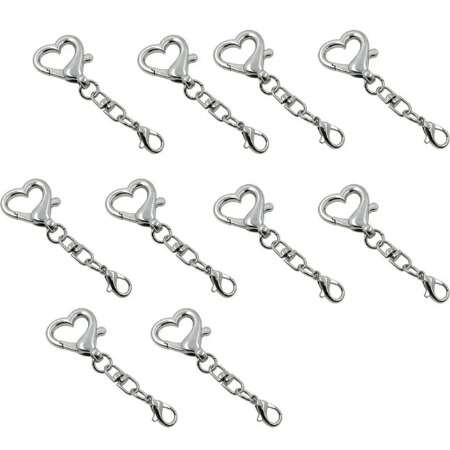 10Pcs 360 Rotate Spring Snap Keychain Multi Styles Star Heart Star Shaped Clasp Open Jump Ring Spring Snap Keyring Pendant