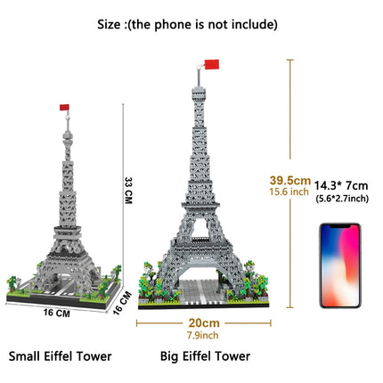 Knew Built Exquisite Paris Eiffel Tower Micro Mini Building Blocks Toys Set: LED Illuminated, Perfect Gift Illuminate Your World