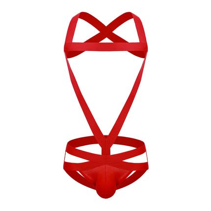 Men Bondage Erotic Lingerie Jockstrap Sexy Harness Man Bodysuit Leotard Underwear One-Piece Costume Strap Thong Halter Neck