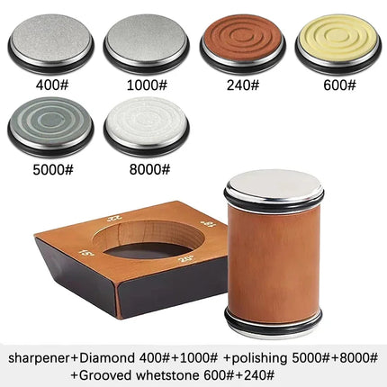 New Wooden【4 Angle】Rolling Knife Sharpener Kit For Straight Edge Roller Knife Sharpening With Industry Diamonds Chef Knife Set