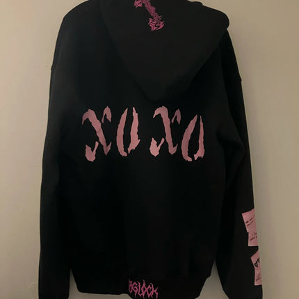 Vintage Y2k Black XoXo Hoodies Women Grunge Hip Hop Streetwear Sweatshirt Tops Goth Oversized Hoodie Women Clothing