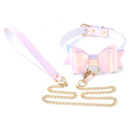 Shining Colorful Bondage Kit Kinky Restraints Set Bow Handcuff SM Collar Spanking Paddle Mouth Ball Gag Blindfold Erotic Toys