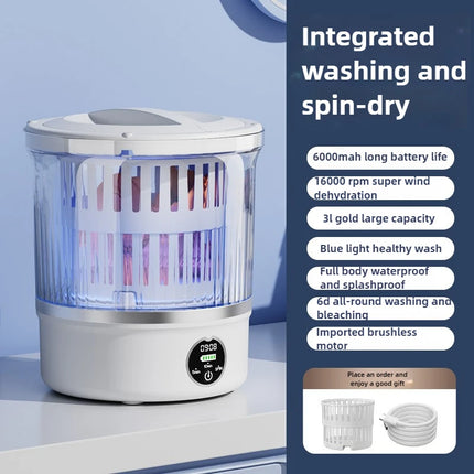 3L Mini Washing Machine Portable Home Clothes Socks Underwear Cleaning Washing Machine Travel Washing Machine with Spin Drying