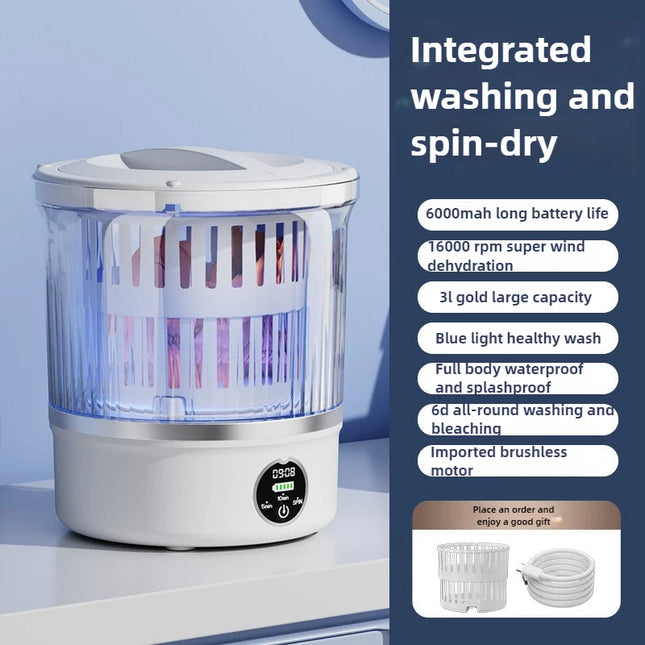 3L Mini Washing Machine Portable Home Clothes Socks Underwear Cleaning Washing Machine Travel Washing Machine with Spin Drying