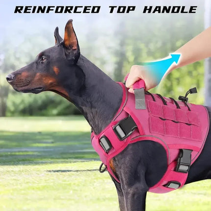 Adjustable No-Pull Tactical Dog Harness with Handle, Reflective Military Vest for Large Dogs, Labrador