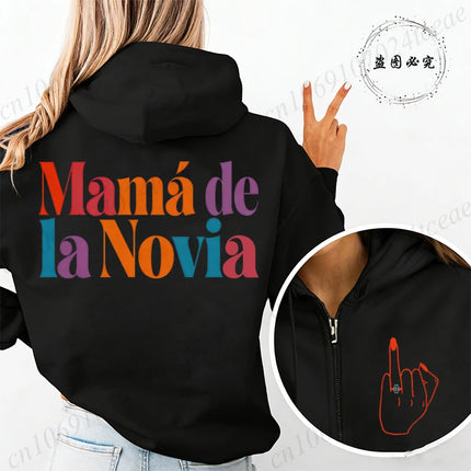 New Fashion Zipper Hoodies Women Future Bride & Tribu De La Novia Fashion Sweatshirt Spanish Girl Bachelorette Party Sportwear