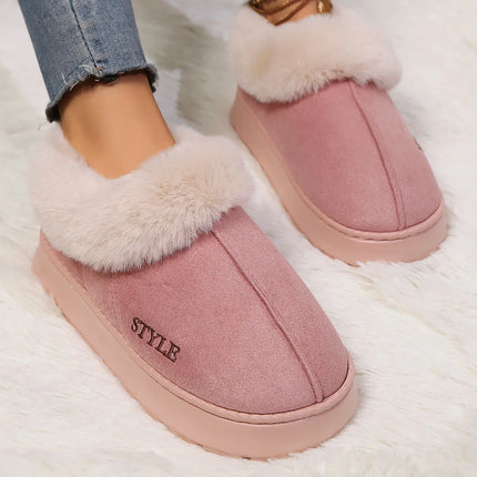 Women's Winter Fur Shoes Male Ankle Boots Platform Slippers Home Warm Fashion Outdoor Basis Thick Wool Wool Short Boots