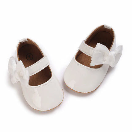 Spring and Autumn Red Comfortable Bow Detail Women's Baby Shoes for Newborns and Girls