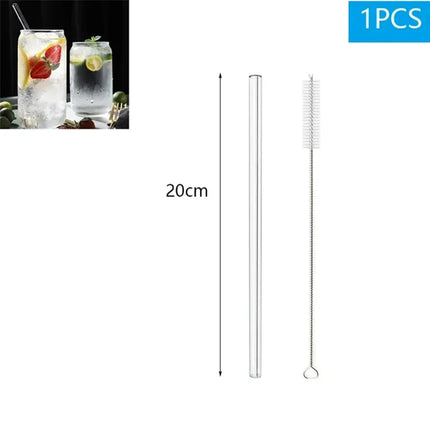 1-10Pcs Reusable Smoothie Glass Straw, Clear Drinking Straws for Smoothie Milkshakes Environmentally Friendly Drinkware Straw