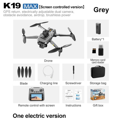 K19 MAX drone GPS return and screen aerial photography aircraft brushless airdrop remote control aircraft quadcopter toy