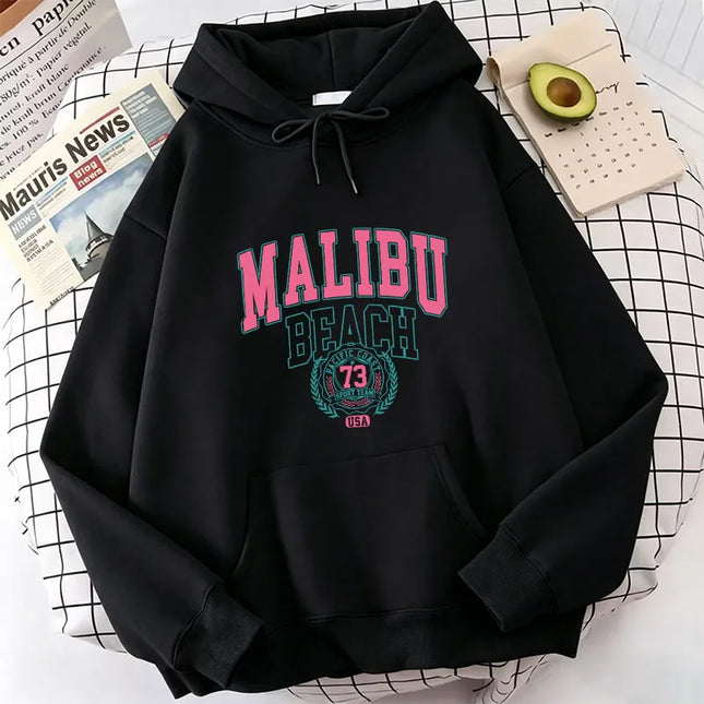 Fashion Vintage Malibu Beach Print Hoodies Casual Hoodies Sweatshirts Men Women Tops Spring Autumn Winter Clothes