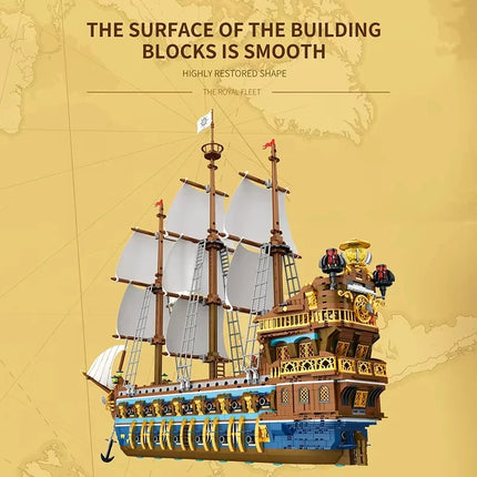 2830PCS Royal Sunshine Sailing Ship Building Blocks Sun Pirate Boat Assembly Model Bricks Education Toys For Kids Holiday Gifts