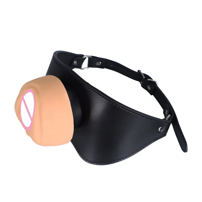 Silicone Realistic Pocket Pussy Vagina Adult Masturbator Mouth Gag Leather Strapson Gags Bdsm Bondage Sex Toys For Adults 18+