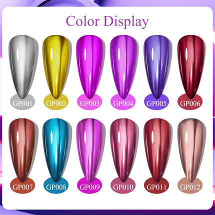6pc Mirror Metallic Nail Polish No Need Lamp Quick Dry Mirror Effect Long Lasting Nail Supplies Varnish Manicure for Home Salon