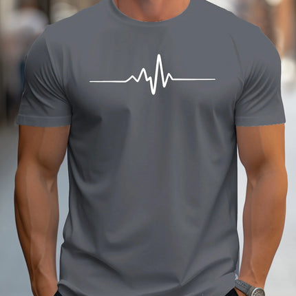 Men's  Polyester Summer Loose Size Creative Graphic Printed Slim Fit Casual Sports Round Neck Short Sleeved T-shirt Top