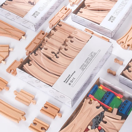 NEW Wooden Track Set Beech Wood Track Expansion Package Railway Train Track Set Fit for All Brands Trains Toys for Kids Gifts