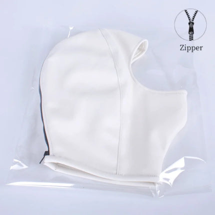 Elegant Unisex Bondage Zipper Hood Sex Toy Kits with Daring Full Face Coverage Mask for Couple Fantasy Cosplay Adult Costume