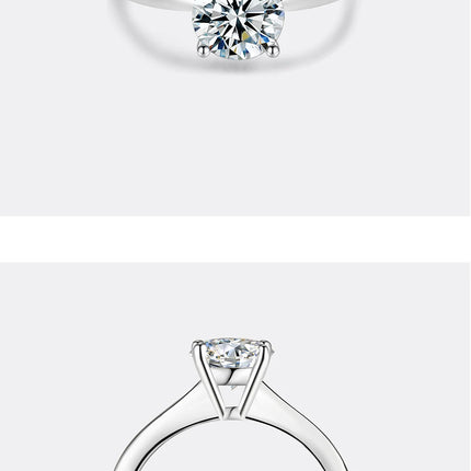 PERFANY 0.5/1/2CT Moissanite Women's Engagement Ring S925 Pure Silver Classic Four Claw GRA Certified Diamond Wedding Jewelry