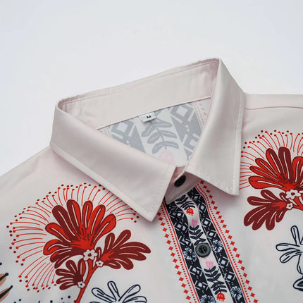 Daily Street Style Ethnic Pattern Boxy Fit Short Sleeve Shirt