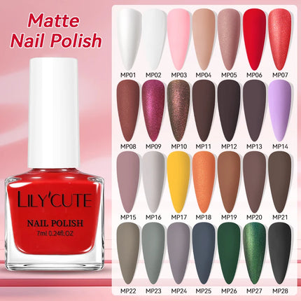 LILYCUTE 7ml Matte Nail Polish Velvet Effect Pearl Shell  Air Dry Nail Art Varnish No Need Lamp Manicure Glitter Nail Care Polis