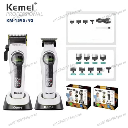 Kemei KM1593/1595 Is Equipped with An External Brushless Hair Clipper for Men's Professional Hair Clippers That Are Rechargeable