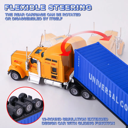 AIUAZA toy truck, detachable cargo container model, children's toy truck model, alloy truck, packaged in a festive gift box.