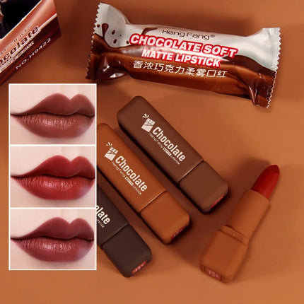 Chocolate Shape Matte Liquid Lipstick Waterproof Innovative Lovely Lip Glaze Velvet Lasting Lip Gloss Lip Makeup Tint Cosmetic