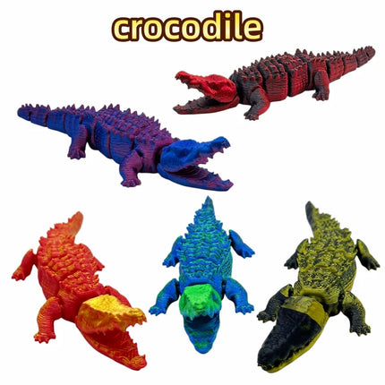 5-Piece Set of Chameleon, Lizard, Octopus, Crocodile, and Gecko Animal Figures, Jointed, Toys，Desktop Ornament, Perfect Gift