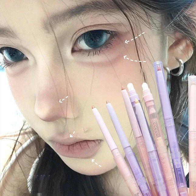 Double Headed Lip Liner Pencil Waterproof Matte Lipstick Contour Makeup Peach Pink Multi-purpose Lipliner Pencil Lips Cosmetic
