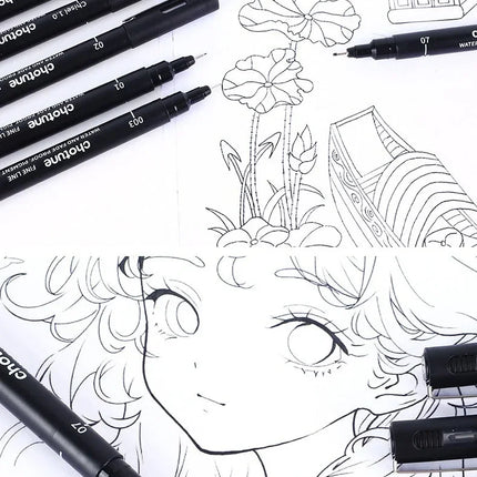 3/15Tip Black Pigment Micro-Pen Fineliner Ink Pens,Drawing Artist Illustration Pens Multiliner for Sketching Anime Manga Design