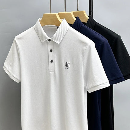 100% Cotton Breathable Polo Shirt, Short Sleeve Men's Branded T-shirt 2023, Summer High-End Embroidered Casual Loose Polo Shirt for Men