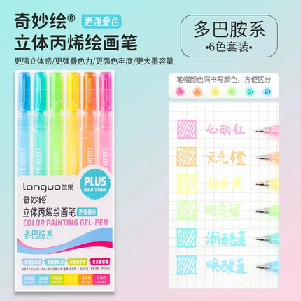 150/6 Colors Colors Large Capacity Acrylic Gel Pen 1.0mm Painting Drawing Student Writing Pen Office School Supplies Stationery