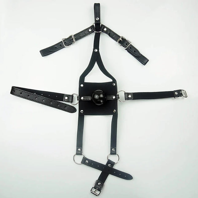 BDSM Leather Ball Gag Silicone, Slave Head Harness Muzzle Bondage Gear, Sex Toys For Couples, Adult Games
