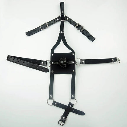 BDSM Leather Ball Gag Silicone, Slave Head Harness Muzzle Bondage Gear,Sex Toys For Couples,Adult Games