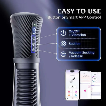 Electric Penis Pump Male Masturbators APP Control Automatic vacuum Suction with 2 Replaceable Sleeves 6 Penis Ring Adult Sex Toy