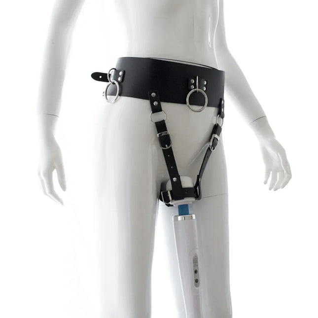 Harness Strap Bondage Female Masturbator Sex Toys for Women Magic Wand No Vibrator Leather Forced Orgasm Belt Female Chastity
