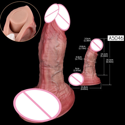 SXXY Skin Texture Lifelike Double Layer Silicone Dildo Elastic Soft Anal Plug Vaginal Anus Stimulator Dual Layer Penis Sex Toys